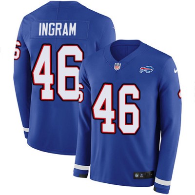 Nike Buffalo Bills #46 Ja'Marcus Ingram Royal Blue Team Color Men's Stitched NFL Limited Therma Long Sleeve Jersey